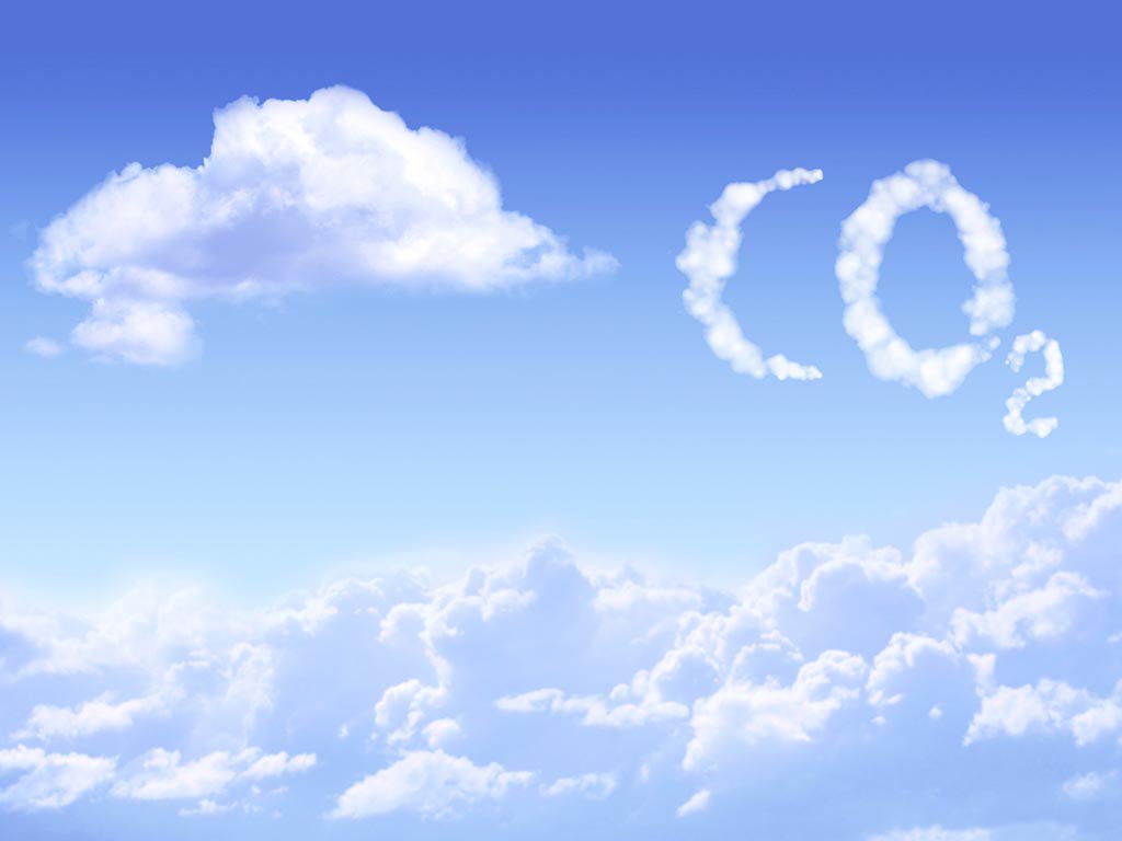 Image of clouds in sky spelling out CO2